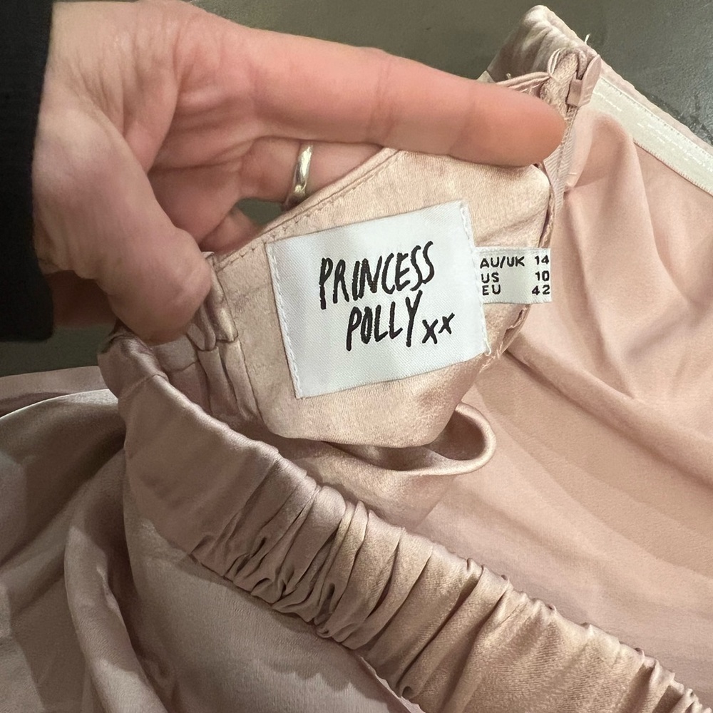 Princess Polly Strapless Satin Mini Dress in Pale Pink- size 10 - Picture 5 of 5